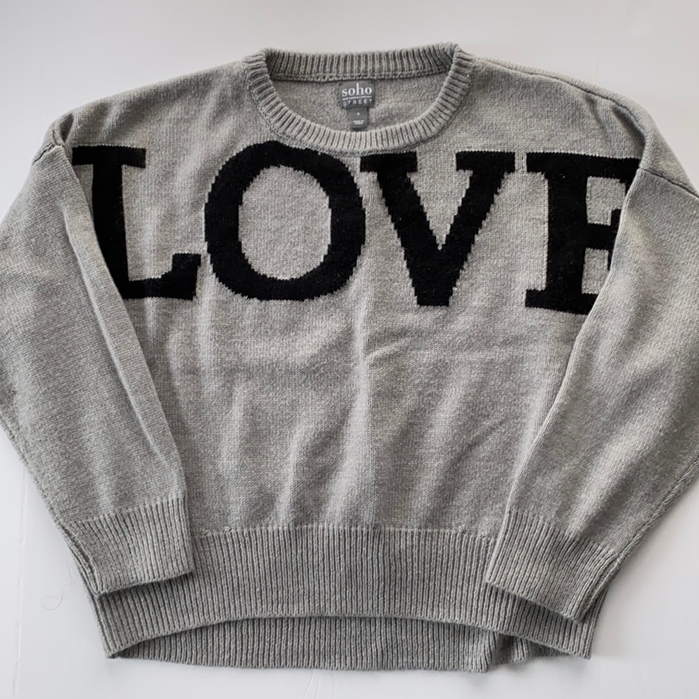 LOVE Sweater gray black dolman sleeves small